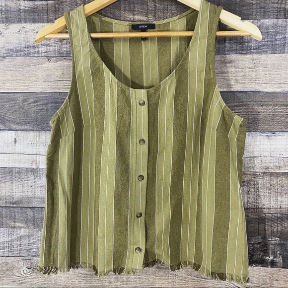 Drew Womens Striped Crop Top Western Button Up Fairycore - Picture 1 of 3